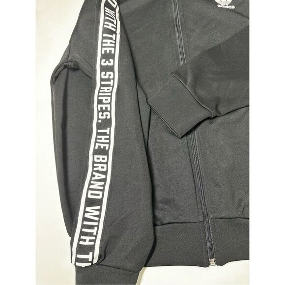 Adidas Men’s Track Full Zip Black White Logo Size L - Picture 5 of 12